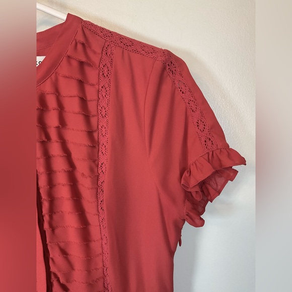 Rebecca Minkoff Ariel Tiered Ruffle Dress, Red/Coral, size 4 - Picture 7 of 16